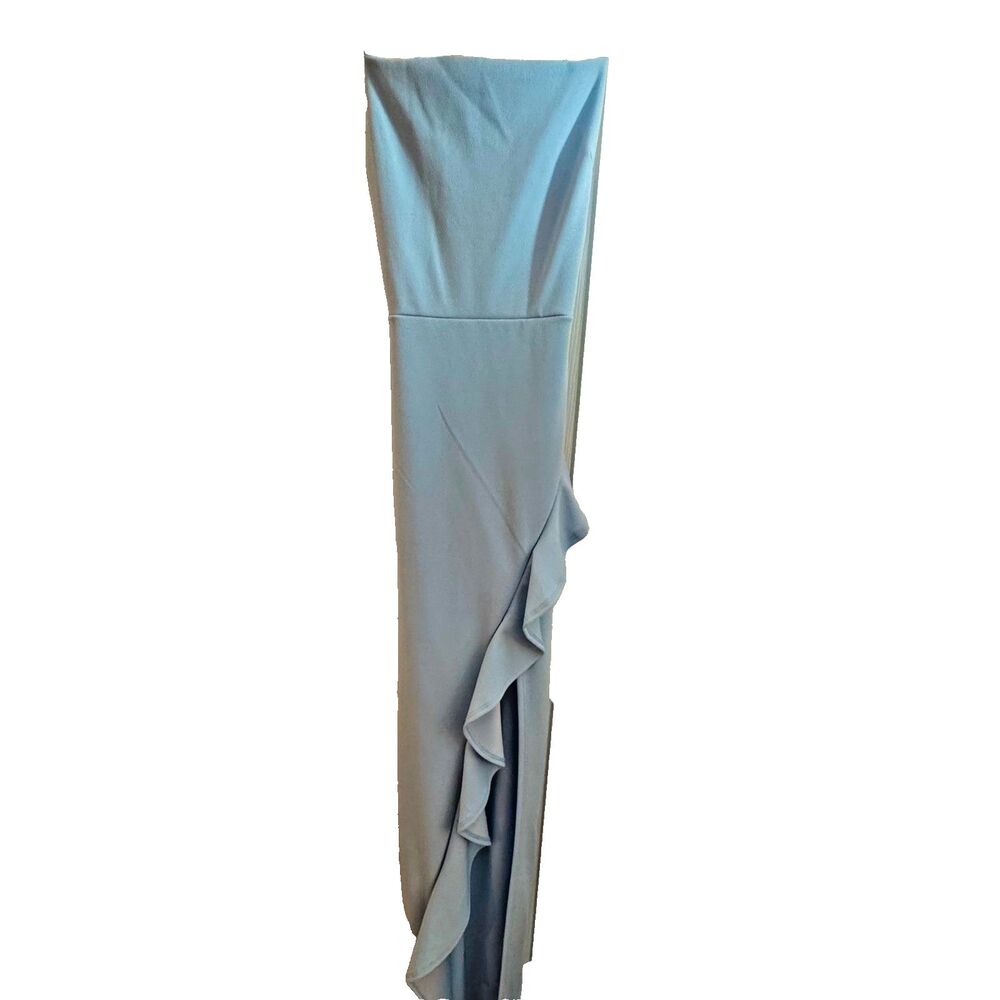 NWT Windsor Elegant Formal Light Blue Long Dress Sz S Ruffle Prom Wedding Party - Picture 6 of 11
